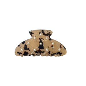 Tortoise Pearl Studded Claw Clip