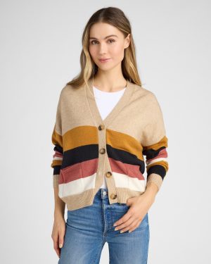 Striped Button Front Cardigan