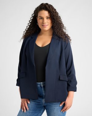 Plus Size Recycled Shirred Sleeve Blazer
