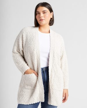 Plus Size Two Pocket Popcorn Cardigan