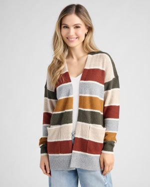 Open Front Colorblock Cardigan