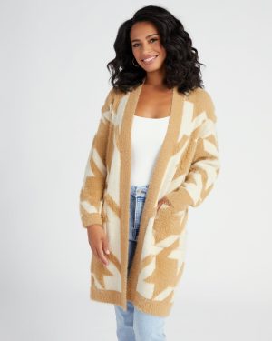 Houndstooth Long Cardigan
