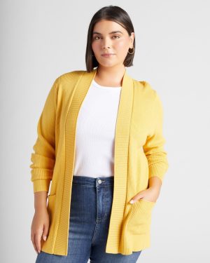 Plus Size Open Front Pocket Cardigan