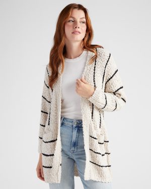 Striped Popcorn 2 Pocket Cardigan