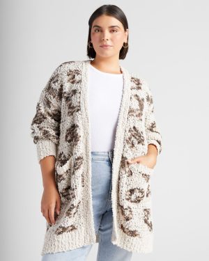 Plus Size Animal Open Front Cardigan