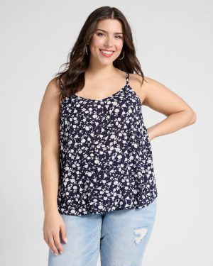 Plus Size Back Strap Floral Cami Top