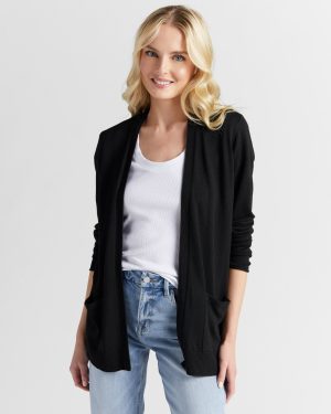 Open Front Cardigan With Button Detail