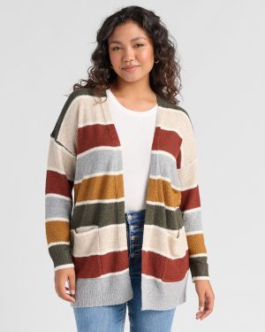 Plus Size Open Front Colorblock Cardigan