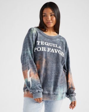 Plus Size Tequila Por Favor Graphic Long Sleeve