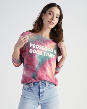 Prosecco & Good Times Tie Dye Graphic Pullover