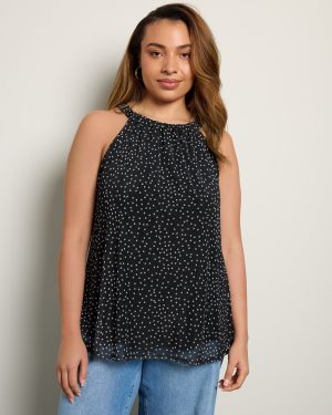 Plus Size Printed Halter Tank
