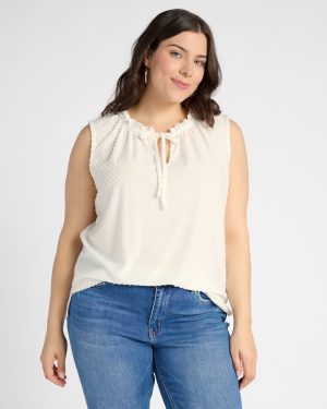 Plus Size Tie Front Swing Top