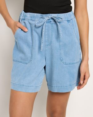 High Rise Relaxed Chambray Shorts