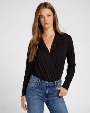 Long Sleeve Cupro Surplice Top