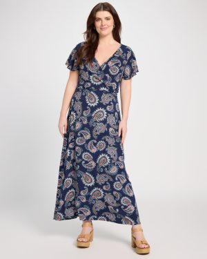 Plus Size Printed Short Sleeve Wrap Dress