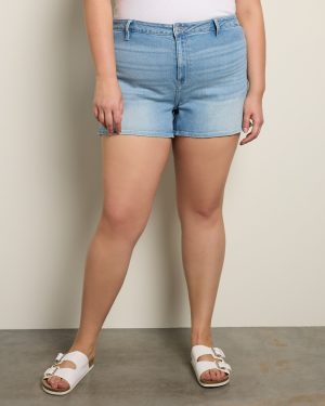 Plus Size High Rise Flat Front Short