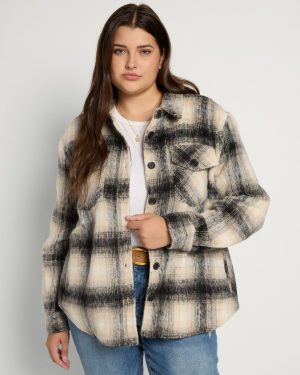 Plus Size Cozy Plaid Shacket