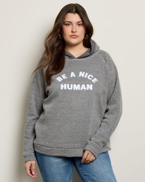 Plus Size Be A Nice Human Graphic Hoodie