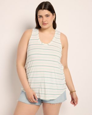 Plus Size Surfside Stripe Scoop Tank