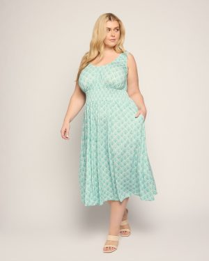 Plus Size Maritime Smocked Waist Dress