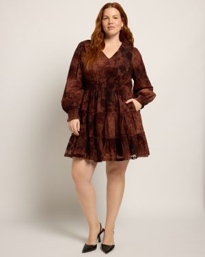 Plus Size Maxi Velvet Floral Holiday Dress