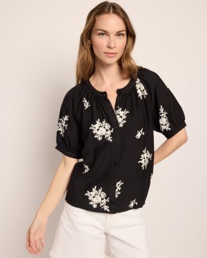 Embroidered Woven Short Sleeve Blouse