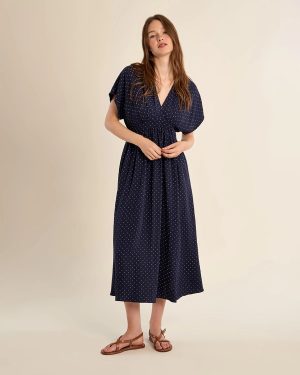 Short Sleeve Polka Dot Wrap Dress
