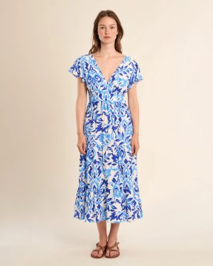 Printed Short Sleeve Wrap Dress