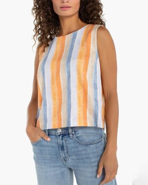 Sleeveless Shell Top With Button Back