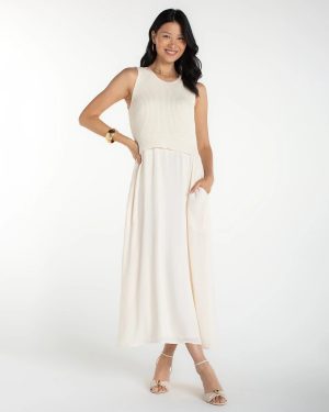 Sleeveless Crew Neck Tie Back Sweater Dress
