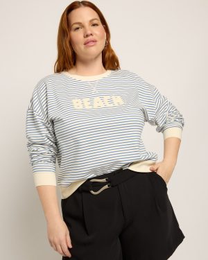 Plus Size Beach Striped Pullover Top