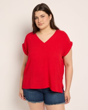 Plus Size Relaxed V-Neck Top