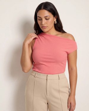 Plus Size Eden Pleated One Shoulder Top