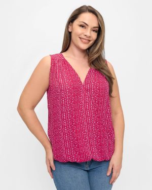 Plus Size Sleeveless Woven/Knit Wrap Top