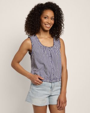 Gingham Button Top