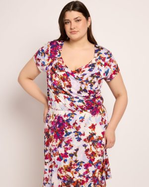 Plus Size Floral Wrap Front Midi Dress