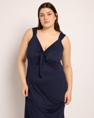 Plus Size Tie Front Midi Dress