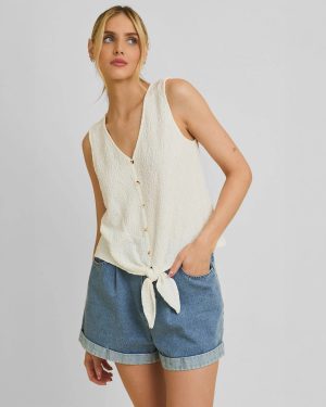 Sleeveless Front Tie Tank