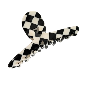 Checkered Loop Claw Clip - Black